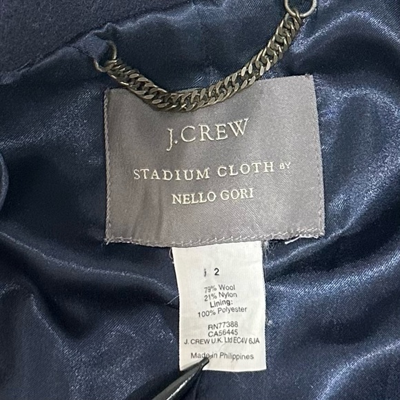 Crew Nello Gori Stadium Cloth Cocoon Coat Dark Blue Women Wool Blend Size 2 - Picture 5 of 10